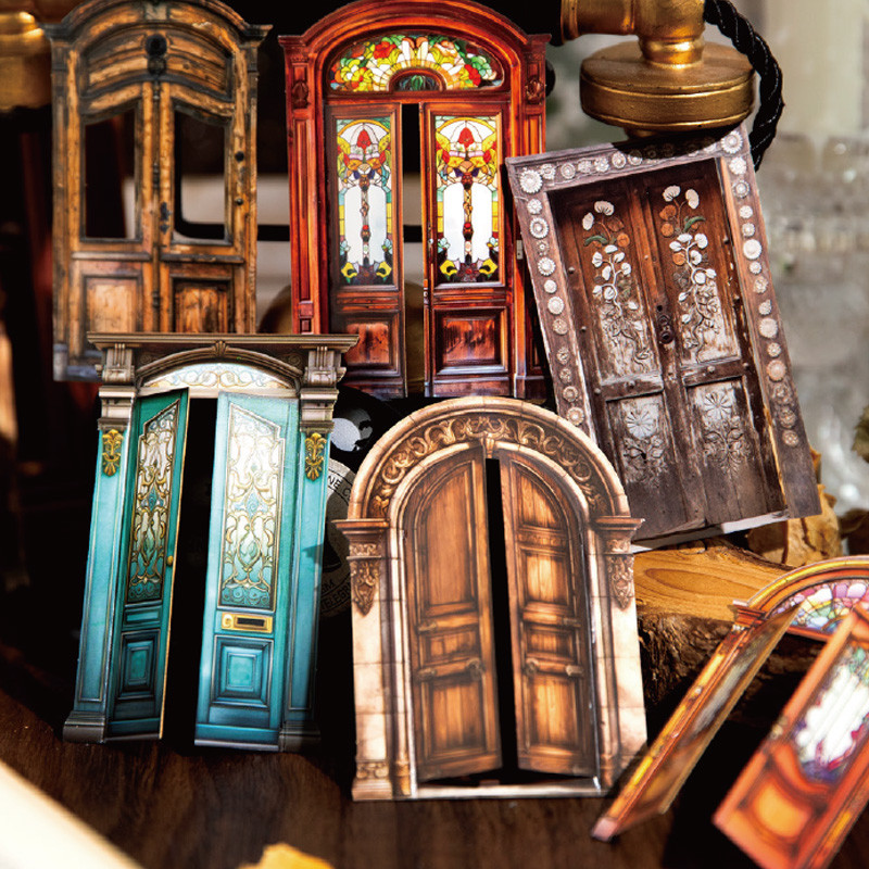 

Vintage Door Frame Sticker Pack 10 Sheets/Bag Scrapbook Stationery DIY Journal Phone Case Notebook Decoration