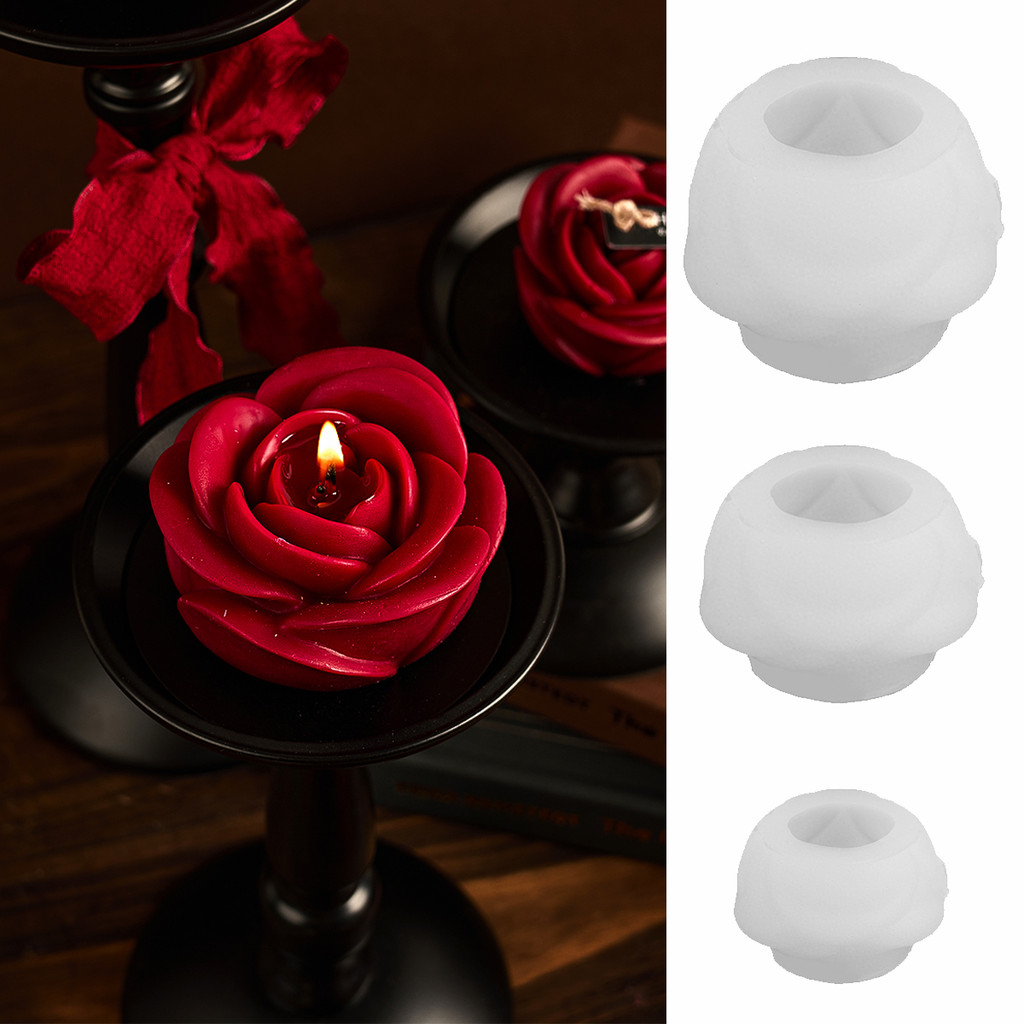 

S/M/L Size Flower Silicone Candle Mold 3D Rose Shape Scented Candle UV Epoxy Resin Mold DIY Mother's Day Craft Gift Making Tools