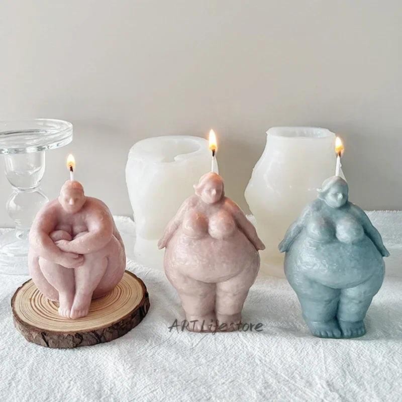 

DIY Nordic Abstract Human Body Silicone Candle Mold 3D Fat Female Portrait Sculpture Resin Plaster Casting Molds Home Crafts