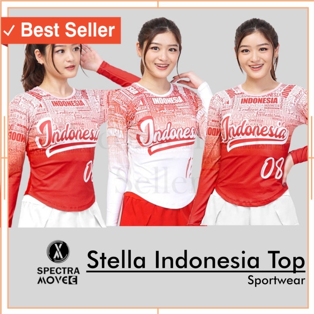 Baju Senam STELLA INDONESIA kaos indonesia kaos tangan panjang kaos senam murah atasan zumba kaos me