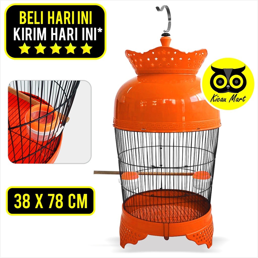 KICAU MART Sangkar Kandang Burung Perkutut Lokal Fullset Mahkota Tebok Bintang Gantungan Pion Tangkr