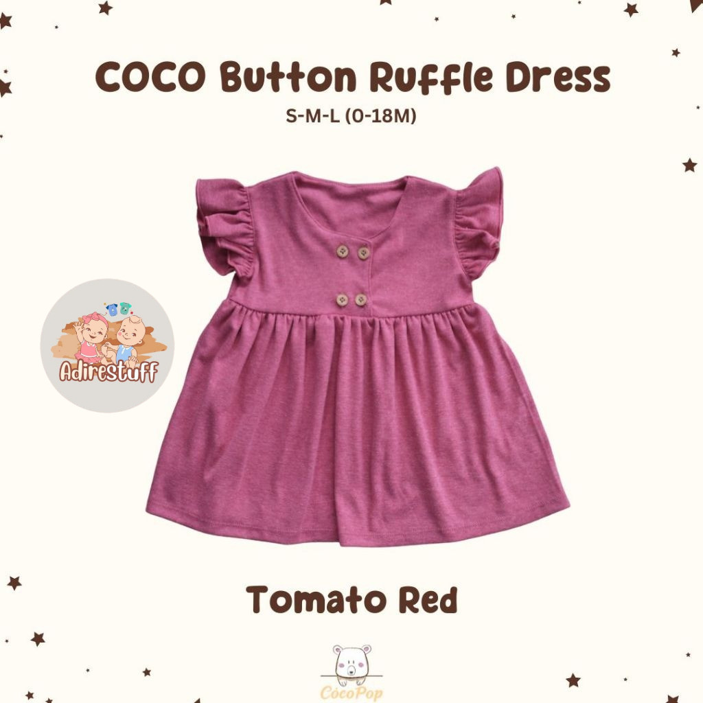 COCOPOP BUTTON RUFFLE DRESS