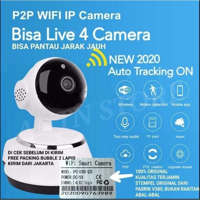 CCTV IP CAM V380 / Res 1,3MP / 360° VIEW, Zoom, Night Vision,