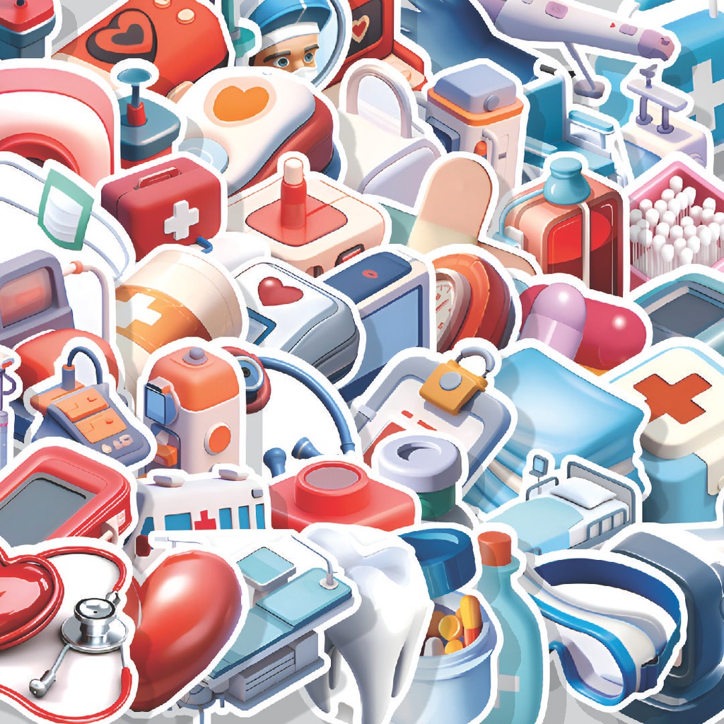 

Stiker Cutting Pack Stiker 3D Medice Device [Perangkat Medis 3D] Isi 100Pcs Series Aesthetic Lucu Keren Untuk Koper Bahan Vynil