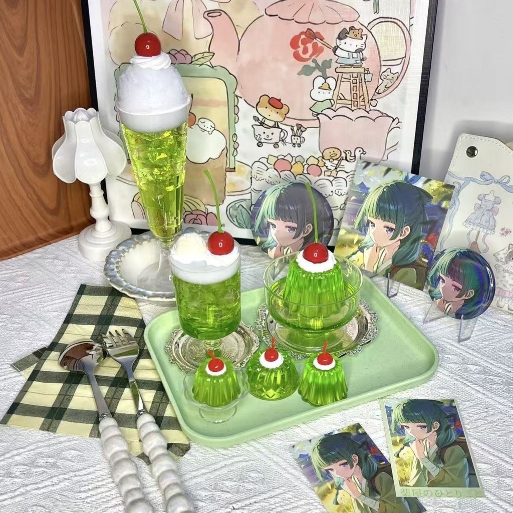 

Retro Honeydew Melon Soda Jelly Ornament Ice Cream K63 Pudding Light Green Summer Tea Party Decoration Japanese Accessories