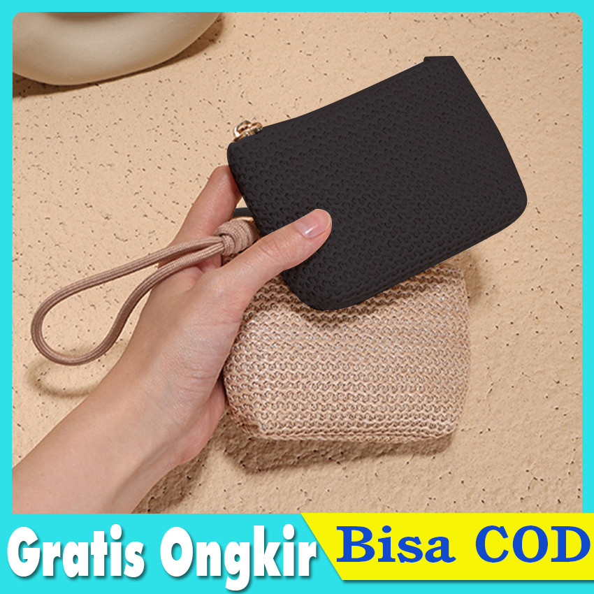 Dompet Anyaman Daun Kelapa Mini - Tas Gantung Tangan Ringan Dompet Kunci Traveling & Pantai