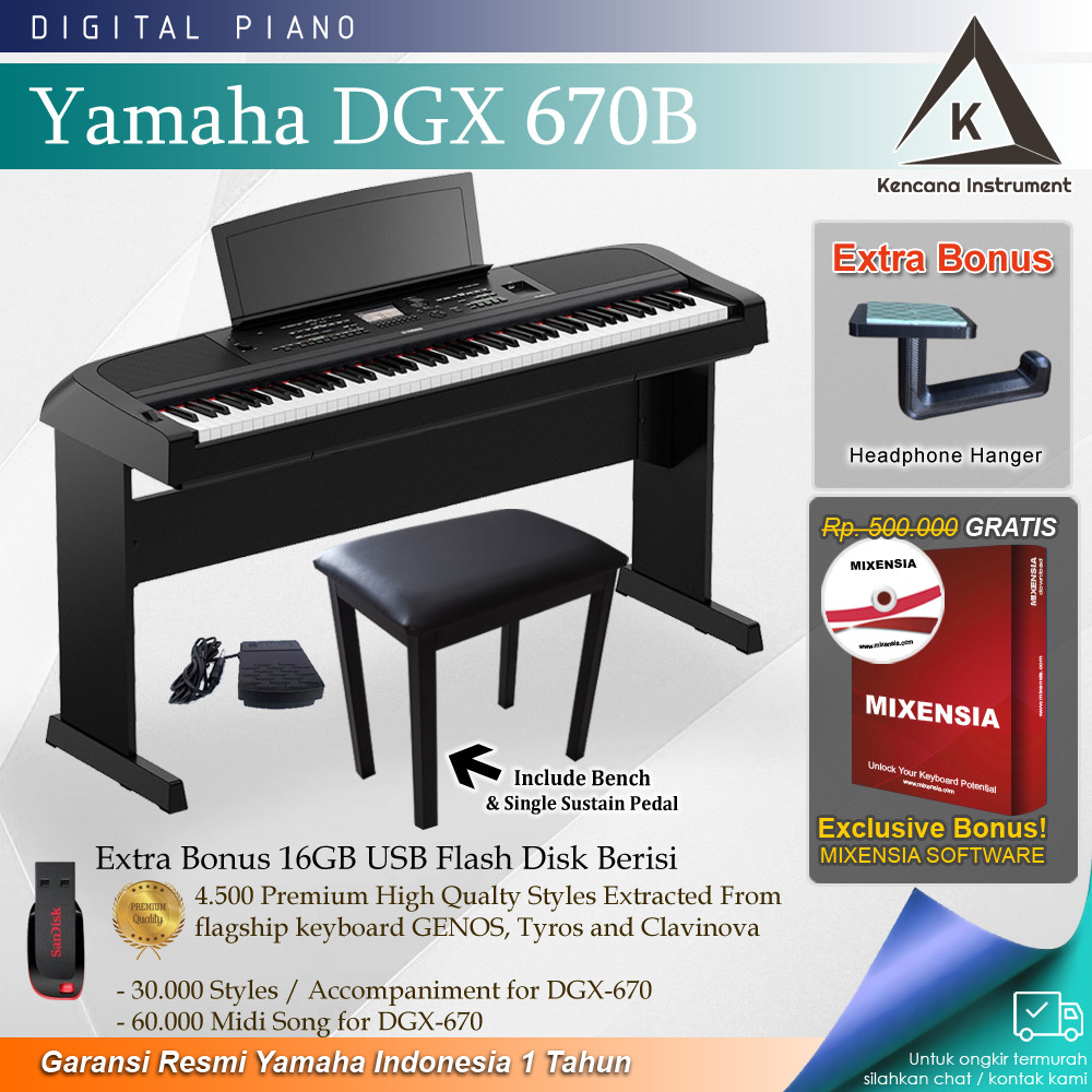 Yamaha DGX670 + Bench / DGX 670 Digital Piano ( Penerus DGX660 660)
