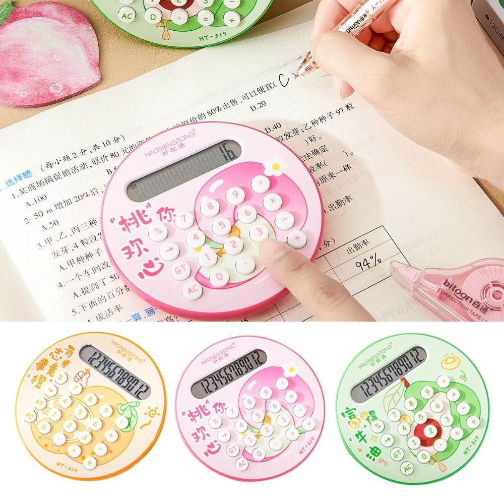 

Cartoon Fruit Mini Calculator High Sensitivity Large LCD Display Student Calculator 12-Digit Portable Math Calculator School