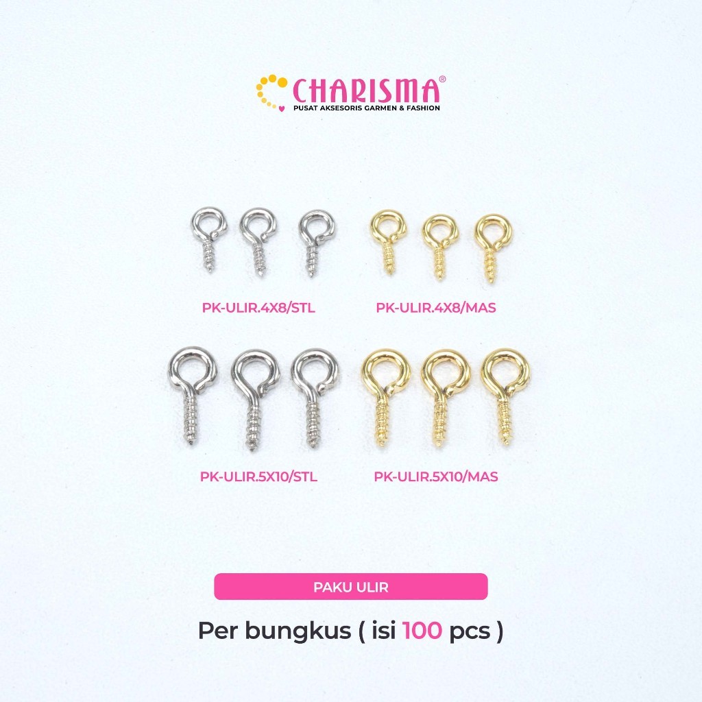Charisma Paku Ulir Skrup - Ring Ulir / Paku Gantungan Kunci / Paku Ulir Cantelan / Harga Per Pack (1