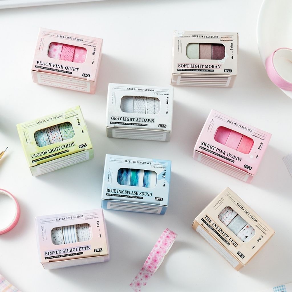 

【MAPLESOL】W13 5 Roll Japan Washi Tape Pink Kecil Dekor Art DIY / Stiker Korea / Aesthetic Sticker Box DIY Diary Planner / miloli / bloomingyourdays