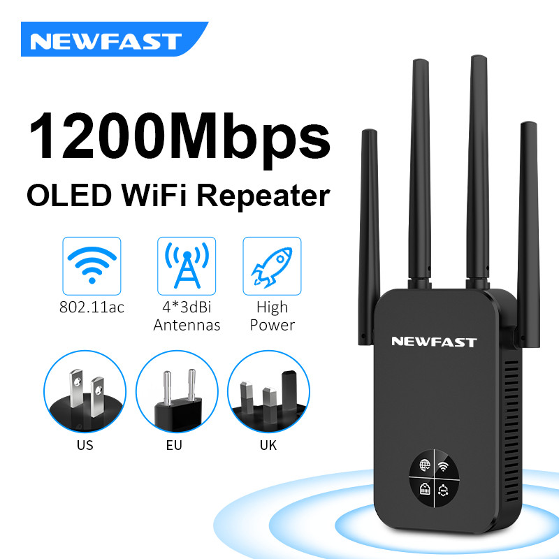 COMFAST1200Mbps Repetidor De Sinal Wifi 5G AC1200 Repeater Extender Amplificador Oled Display Repete