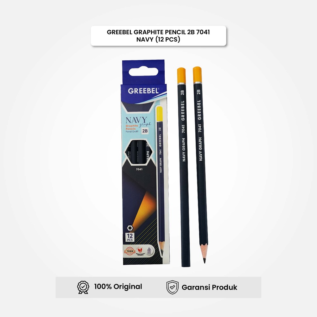 

GREEBEL Pensil kayu 2B 7041 Navy Pencil (12PCS/SET) / Pensil Tulis Navy Graphite Ujian sekolah Pensil Gambar