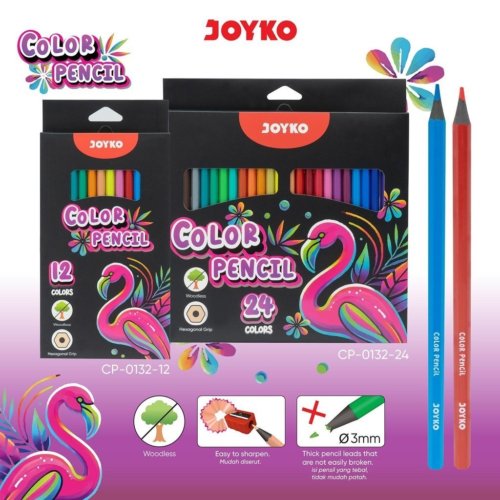 

JOYKO Woodless Color Pencils Pensil Warna Tanpa Kayu CP-0133 Pensil Warna