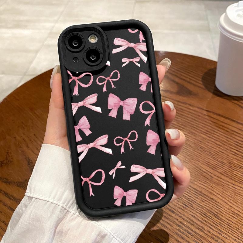 Soft Case For Oppo Reno5 4G 5G Reno3 Reno4 F Reno4 Lite Reno5 F K Z Reno6 Simple Pink Bow Tie Silico