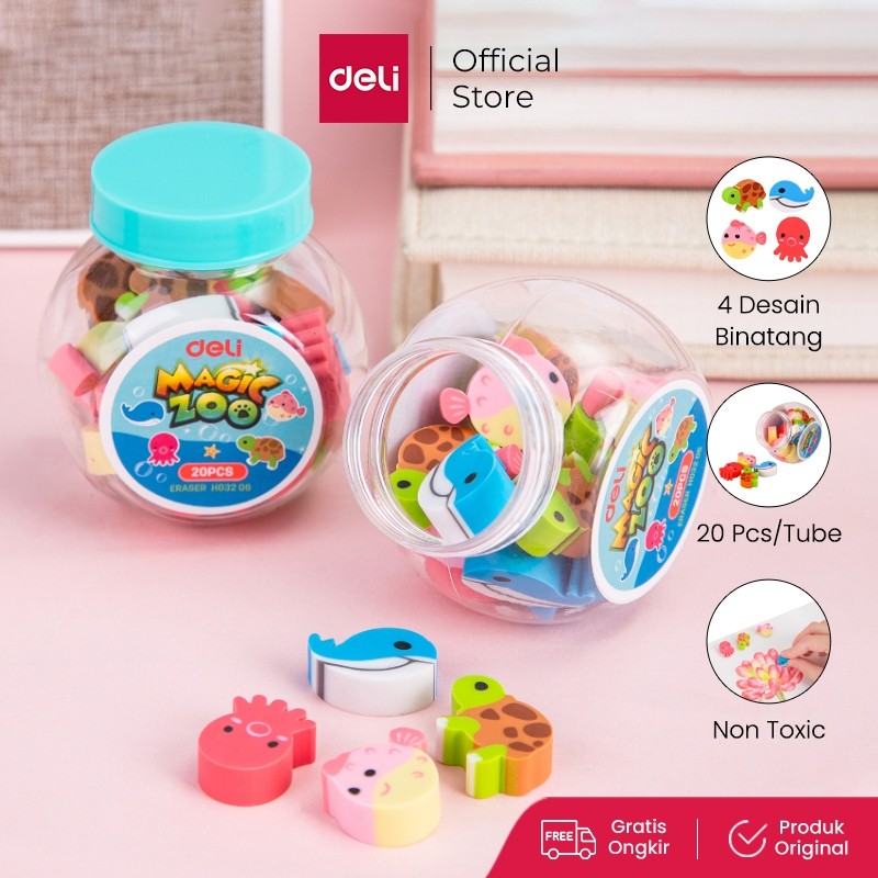 

Deli Bucket 4 animal design Eraser PET tube 50*50*54mm (Mixed) EH03206