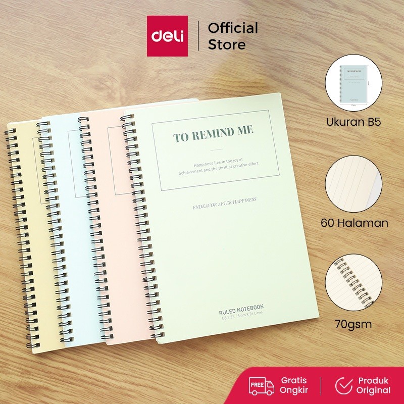 

Deli Loose-Leaf Buku Notebook spiral B5 60 halaman LB560