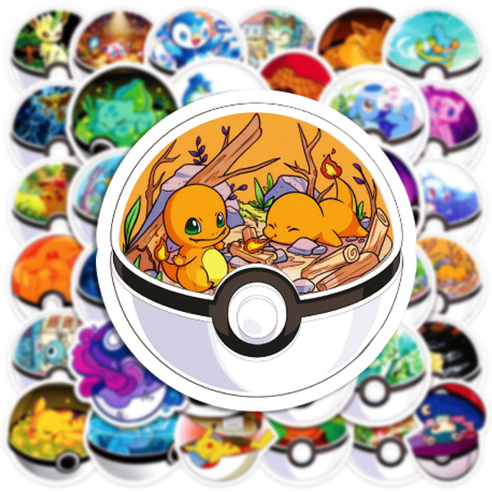 

10/30/50PCS Funny Pokemon Ball Stickers Cute Cartoon Decals DIY Skateboard Phone Bike Notebook Bike Fridge Car Sticker Toy Gifts