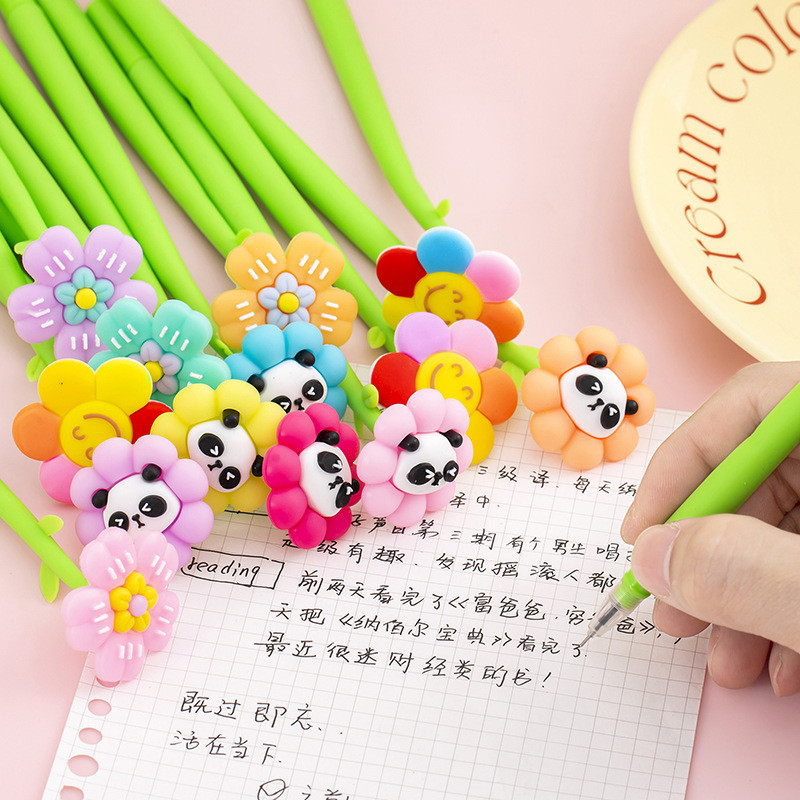 

[GROSIR ATK] PULPEN DOODLE HEAD KARAKTER PANDA BUNGA SMILEY KAWAII LUCU BISA GOYANG