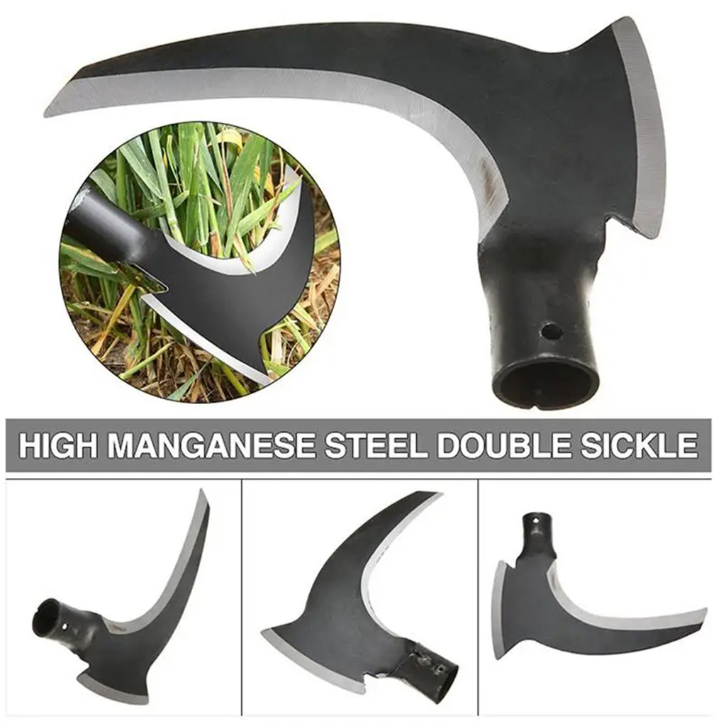 Pisau pemotong rumput pertanian baja mangan sabit potong ganda untuk memotong rumput dan memotong ca