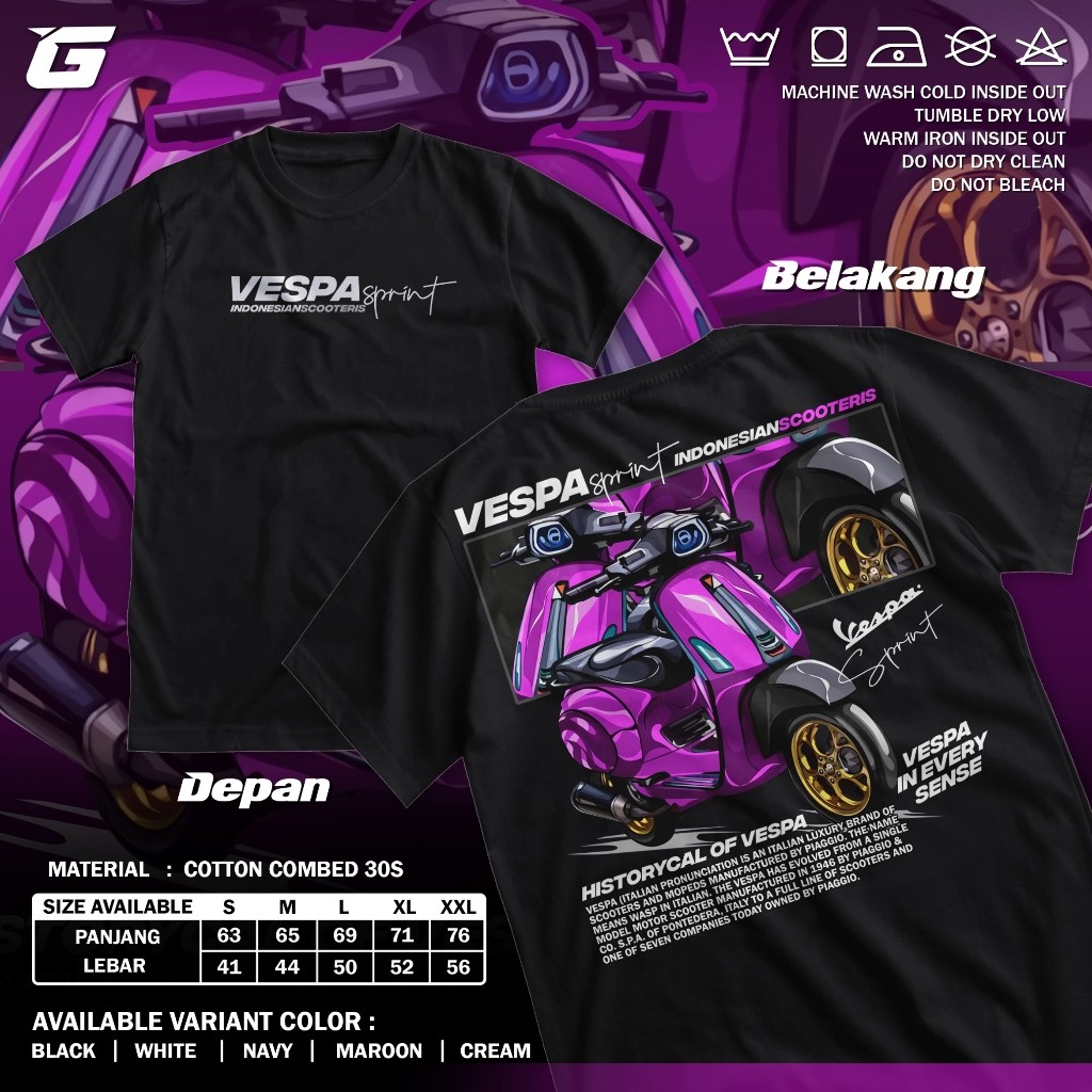 Kaos Racing Vespa Spirit Indonesia Scooteris Baju Distro Motor Scooter Matic Tshirt Otomotif