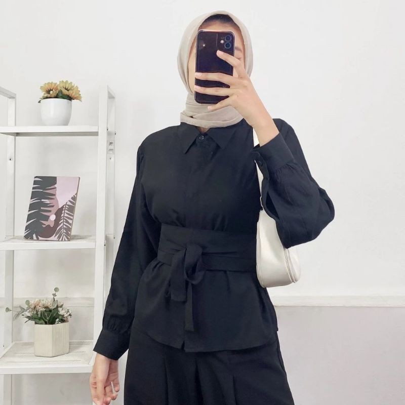 MEYLA BLOUSE KATUN FREE OBY BELT 3 IN ONE /  BLOUSE WANITA OBY BELT