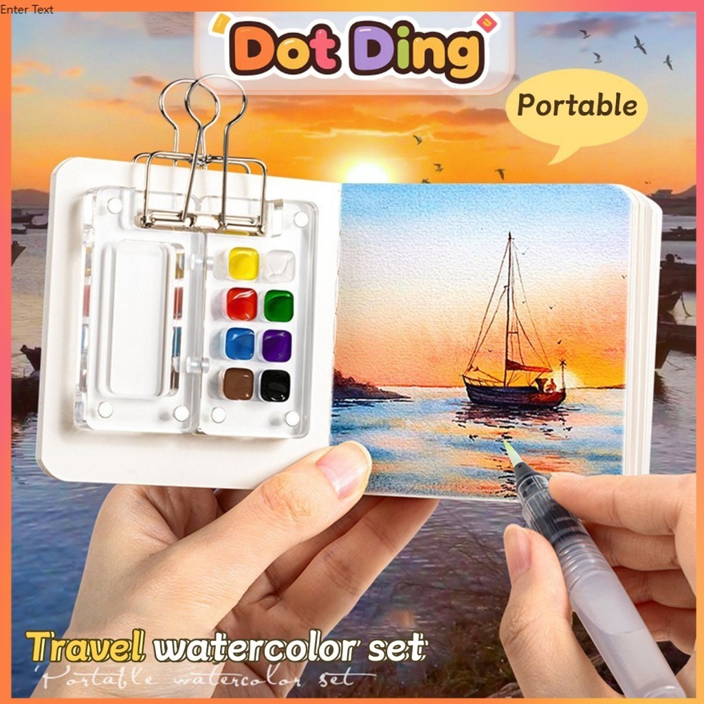 

[DOTDING] ‌Set Alat Lukis Travel 12 Warna - Kotak Cat Air Mini Tahan Tumpah & Kuas Cocok untuk Jalan-Jalan/Seni Jalanan H726