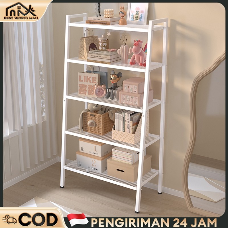 BEST Rak Buku Rak Ruang Tamu Serbaguna Rak Besi 4 Tingkat Rack Metal Tempat Penyimpanan Serbaguna Ra