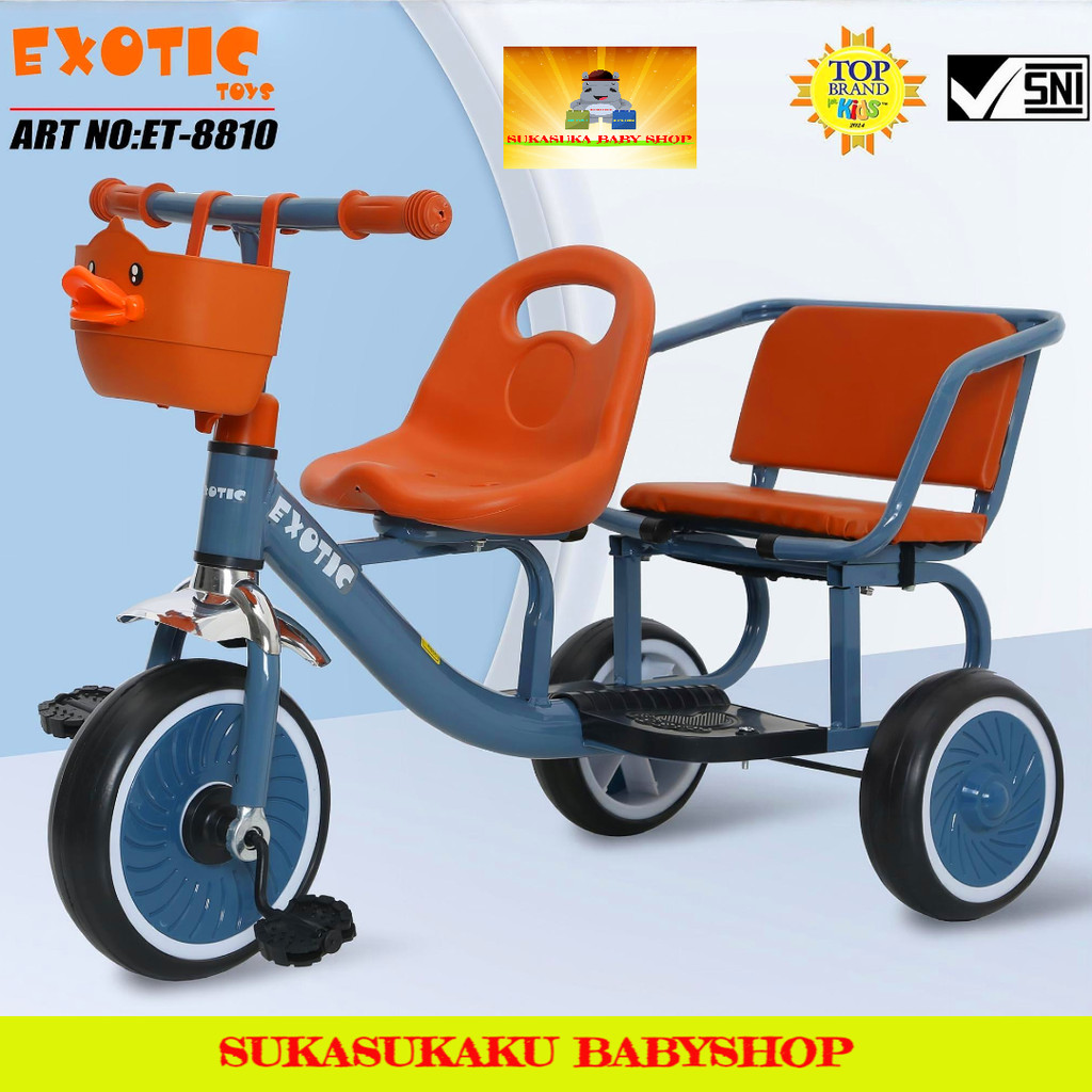 Sepeda Anak Roda Tiga EXOTIC ET 8810 Keranjang Besar Ban Tipe Karet