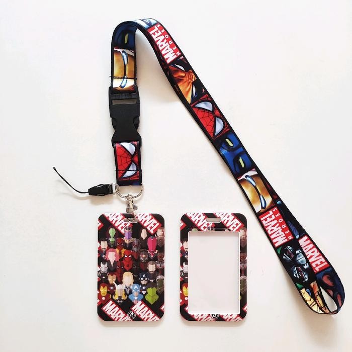 

BEST~[Terlaris] AKKY02 ID Card Holder Name Tag Lanyard / Kalung Kartu Identitas Superhero Marvel Spiderman Iron Man Captain America Tali - Marvel