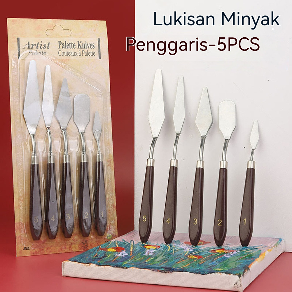 

5PCS PALETE KNIFE PALLETE SET PALETTE PISAU SPATULA DEKORASI KUE LUKIS UKIR ART PALET CAKE PAINTING PAINT