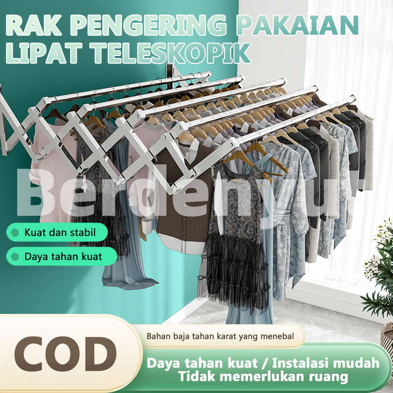Jemuran Dinding Stainless Steel Jemuran Baju Tempel Dinding Lipat Jemuran Tempel Dinding Multilayer 