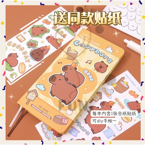 

Funfinds Buku binder planner PET stiker Korea style notebook PVC cute kapibara catatan S-NB027
