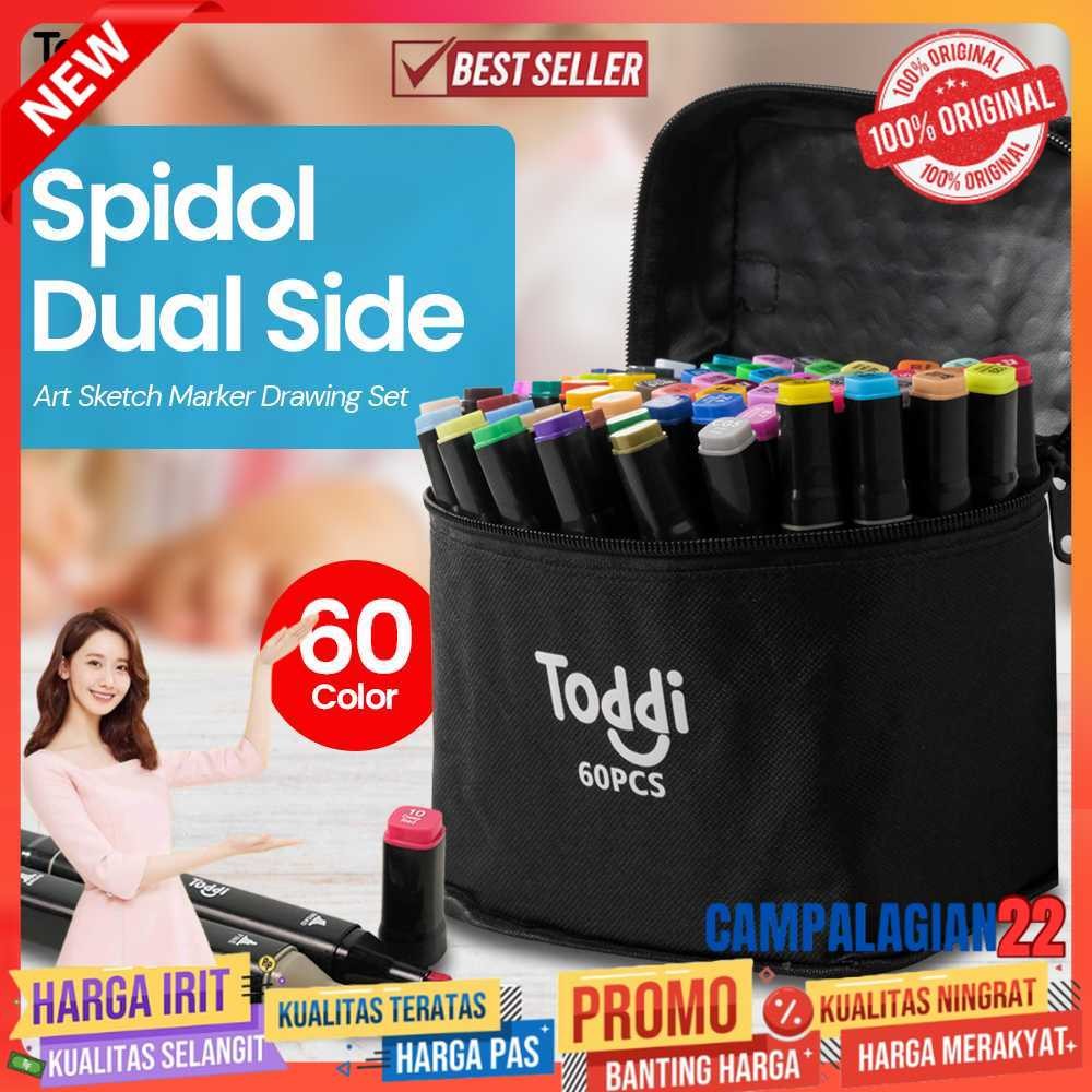 

Toddi Spidol Dual Side Fine Art Brush Pen Art Marker Set 60 Color - HL270