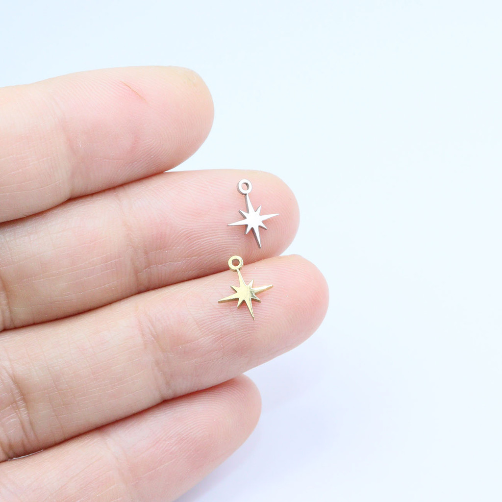 

10pcs Stainless Steel Shiny Mini Star Charms Pendant DIY Handcraft Waterproof Women's Fashion Jewelry Accessory