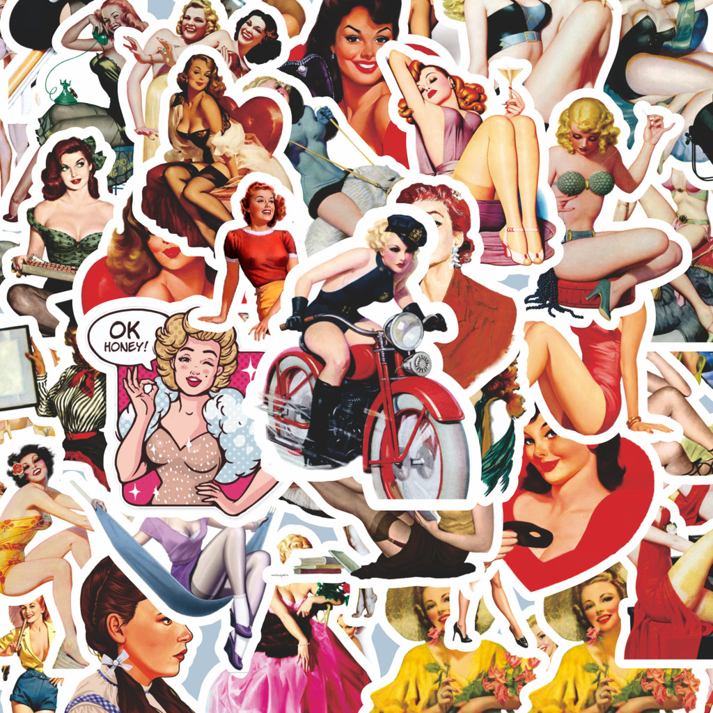 

100PCS Lucu Stiker Fashion Series Classic Vintage Girls V1 [Seri Mode Klasik Vintage Gadis] Stiker Aesthetic Stiker Anti Air Stikers Berperekat Waterproof sticker decal buat Motor Helm Buku Journal Koper Casing HP Laptop Botol Minum Hadiah anak