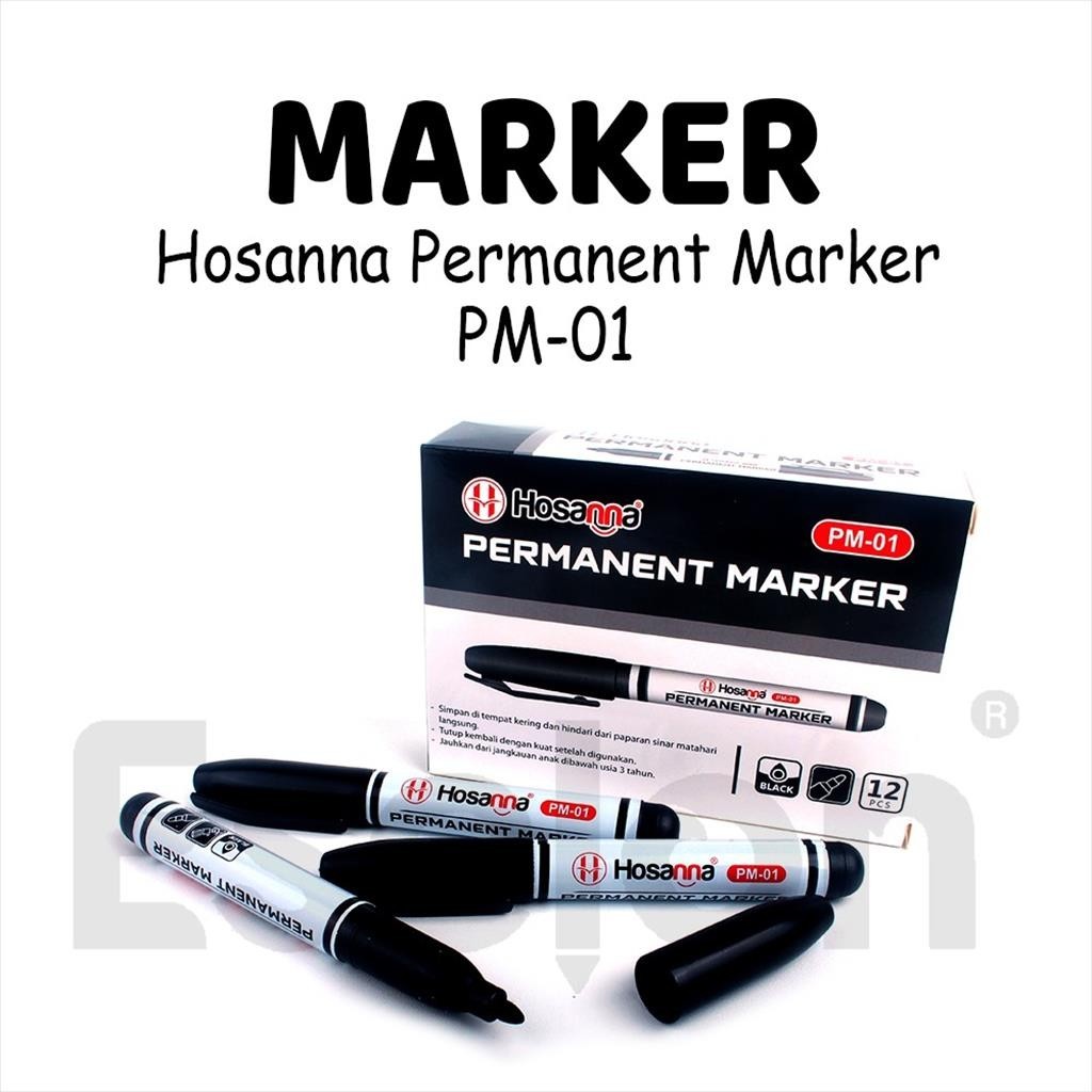 

♚12pcs Spidol Permanent Hosanna PM-01 / 1 Pak Spidol Tidak Bisa Hapus♚