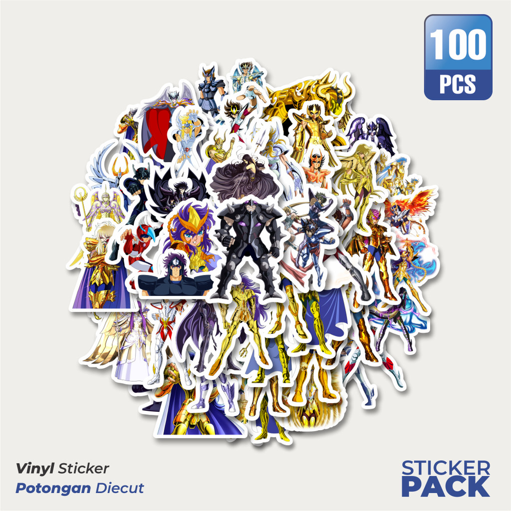 

100 PCS STIKER Stiker Anime Saint Seiya Character Mix 4 Waterproof Aesthetic- Untuk Laptop, Motor, dan Helm - Paper Stationery Pack