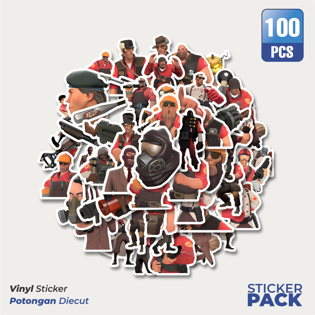 

100 PCS STIKER Stiker Game Series Team Fortres Character V2 Waterproof Aesthetic- Untuk Laptop, Motor, dan Helm - Paper Stationery Pack