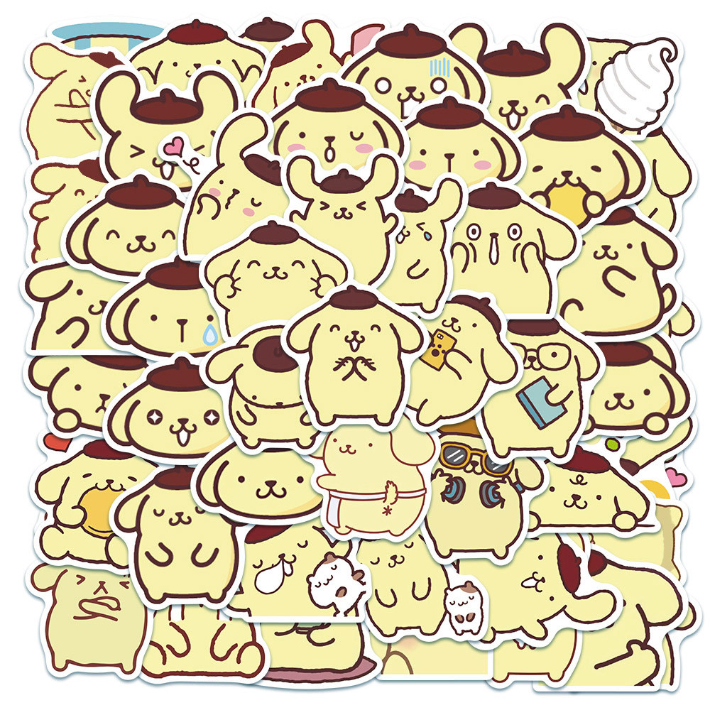 

10/30/50pcs Cartoon Pompom Purin Sanrio Stickers Funny Kawaii Anime Sticker for Scrapbooking Scrapbook Car Waterproof Decals