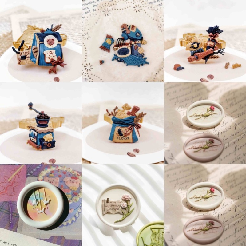 

New Lacquer Seal Head Rose Cute Repairing Hook Thousand Paper Crane Relief Bread Alien Series Hand Account Stamp Toy