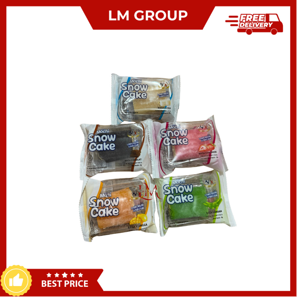 

NX Mochi Snow Cake Rasa Cokelat/Stroberi/Pandan/Susu/Stroberi 28gr LM Snack Grosir