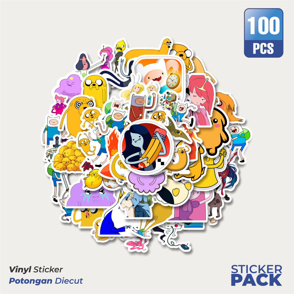 

MURAH 100 PCS Stiker Kartun Series Adventure Time Character Mix 3 Waterproof Aesthetic- Untuk Laptop, Motor, dan Helm - Paper Stationery Pack