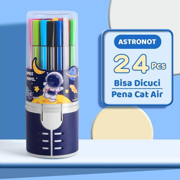 

[READY] Aimilo Spidol Warna Warni 1 Set Hexagonal Watercolor Marker Pen 12/24 Warna Stationery Plastik Foto - BIRU 24