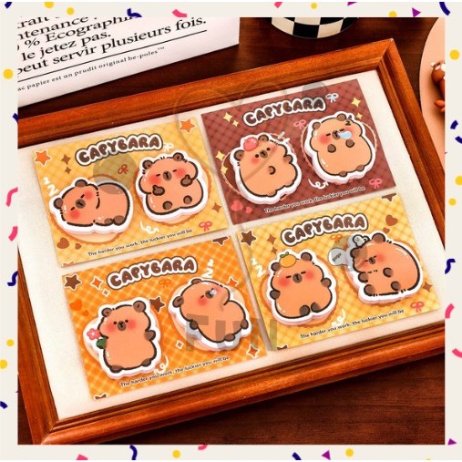 

FF Sticky Notes Karakter Lucu 2IN1 Tempelan Kertas Catatan 60Lembar Kapibara Pembatas Buku S-SN028