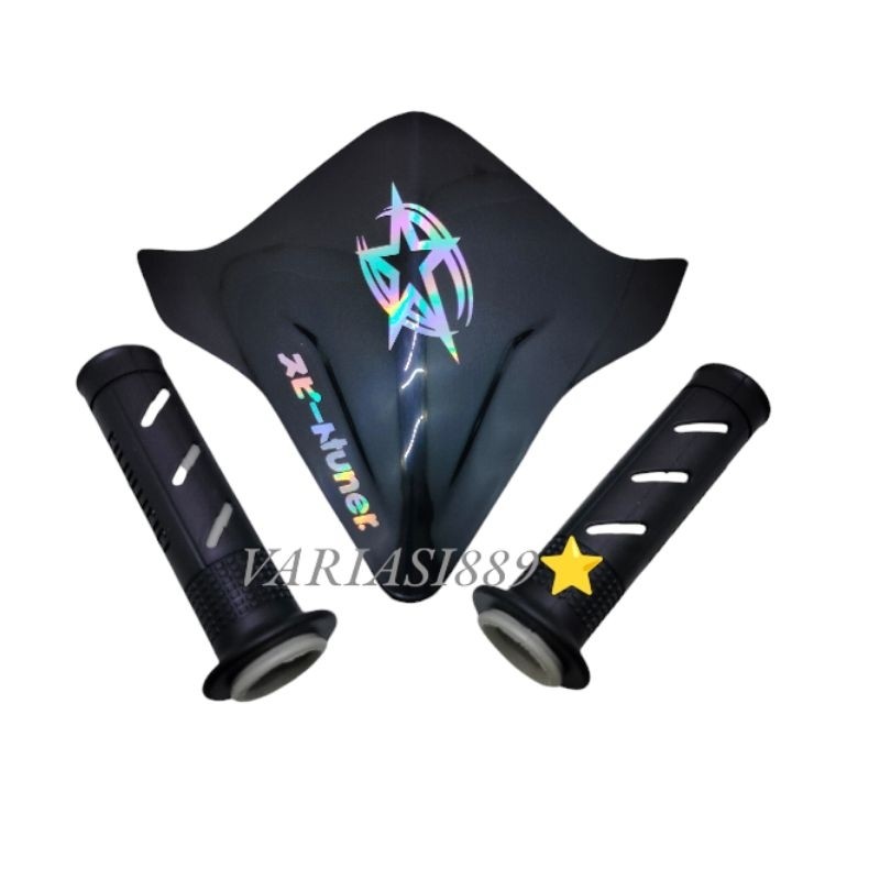 

YZ** visor sepeda BMX+hangrip sisik silver free sticker bintang dan hp hologram beat fi eps beat new N#