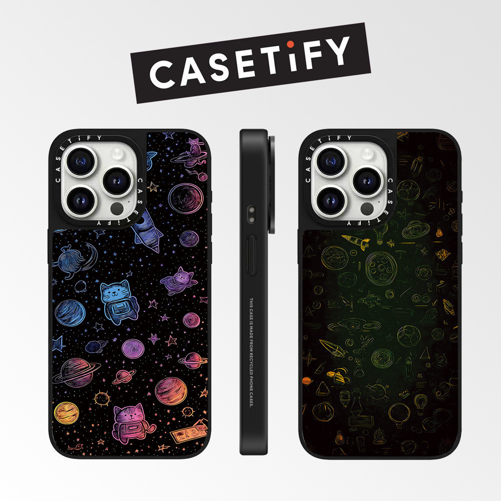 CASETIFY  With Box Black Spaceship Cute Cat Phone Case for IPhone 16promax 16pro 16 15Pro 15promax 1
