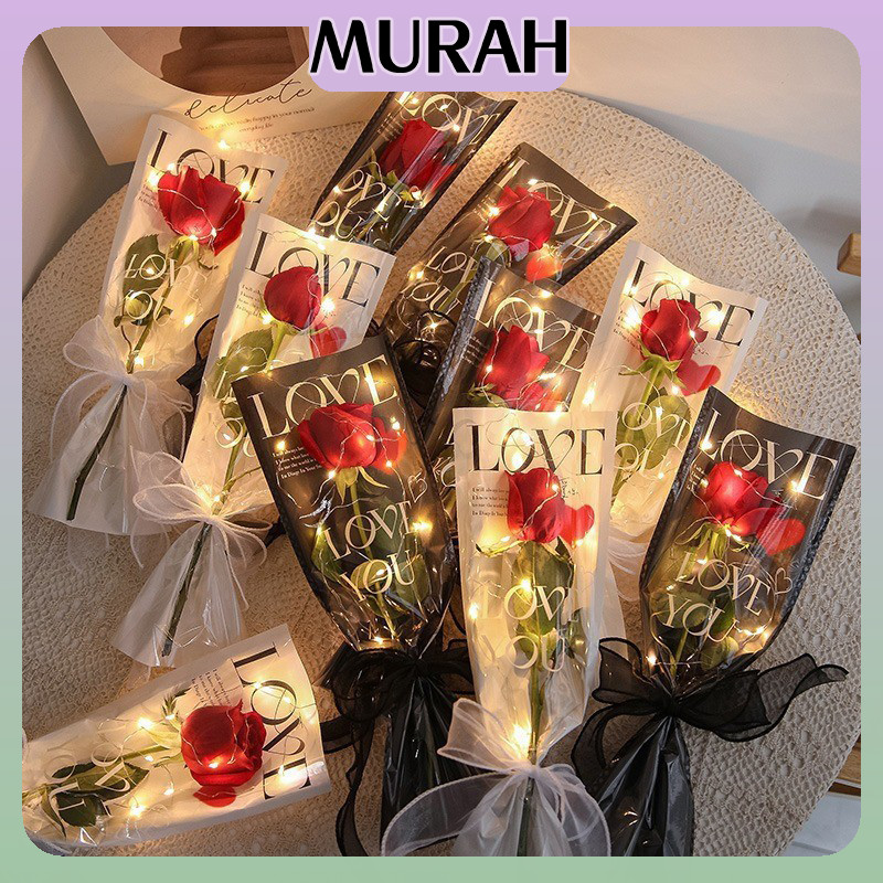 

[1 PACK 20 LEMBAR] PLASTIK SINGLE FLOWER OPP "LOVE" KOREAN STYLE PLASTIK BUNGA MAWAR TANGKAIAN SATUAN SINGLE