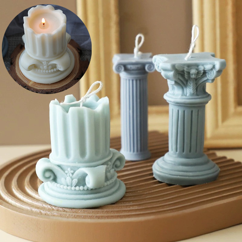 

Silicone Mold European Roman Column Candle Making DIY Classic Retro Style Handmade Plaster art Female Statue Decoration Crafts