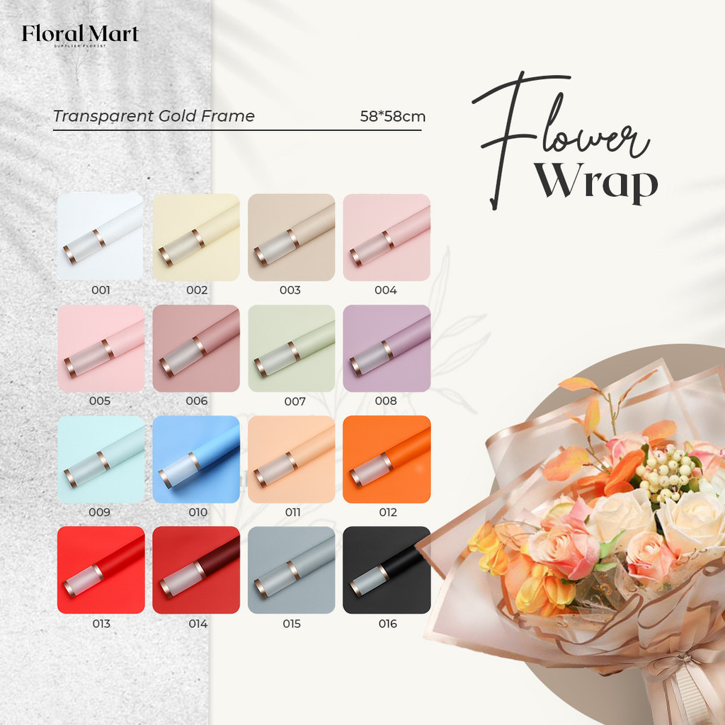 

Flower Wrapping Paper Varian Double List Gold Emas Kertas Buket Bunga Cellophane 5 Lembar Flory Mart
