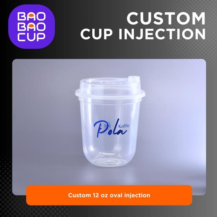 Sablon Cup Injection 12 oz/380 ml +lid dan cc - Oval